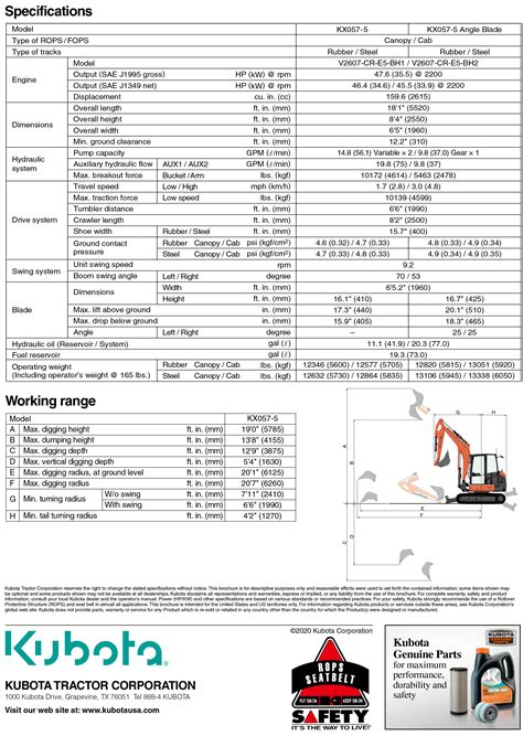 kubota 57 mini excavator specs|kubota kx057 spec sheet.